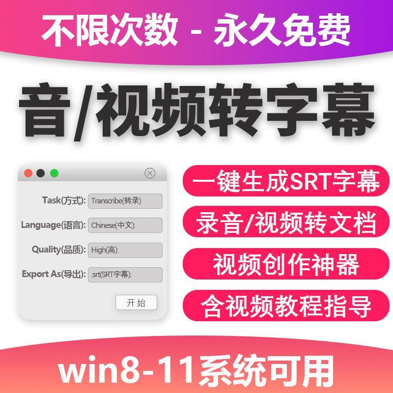 视频转字幕软件srt字幕提取制作多种语言选择不限时长win电脑使用-闲鱼虚拟仓