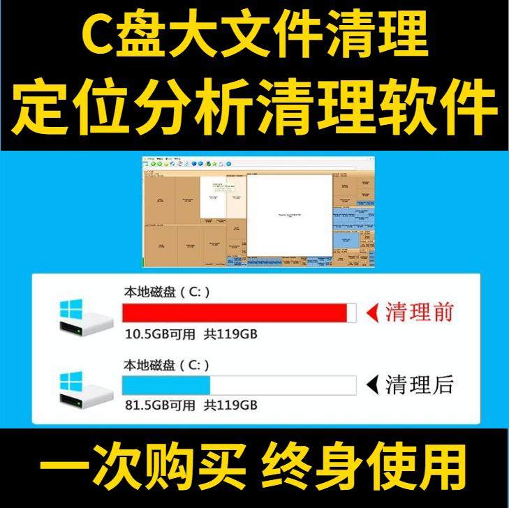 C盘清理电脑系统盘磁盘硬盘垃圾清理工具软件大文件系统软件D瘦身-闲鱼虚拟仓