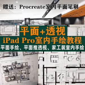 iPad Pro手绘教程室内设计procreate教学平面教程零基础视频笔刷-闲鱼虚拟仓