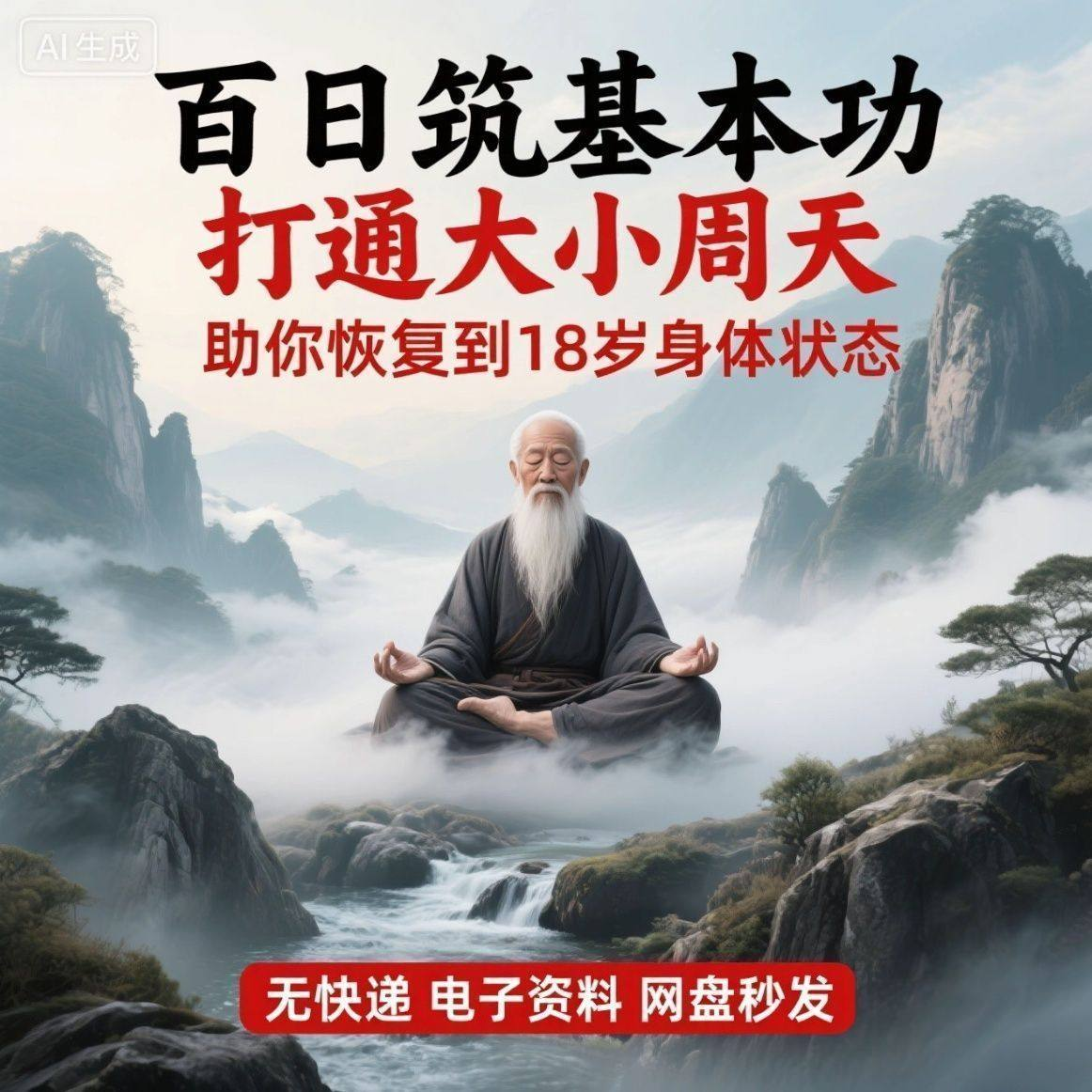 百日筑基功打通大小周天电子版视频课程动功通脉秘传心法打坐讲解-闲鱼虚拟仓
