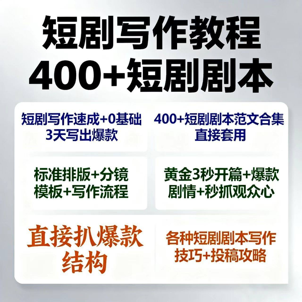短剧剧本资源短剧写作技巧短剧素材短剧写作方法教程短视频写作-闲鱼虚拟仓