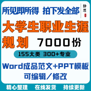 新款大学生职业生涯规划书成长就业赛道学业规划word成品范文ppt-闲鱼虚拟仓