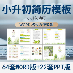 小升初简历模板WORD小学生个人择校入学升学自荐信自我介绍ppt-闲鱼虚拟仓
