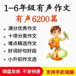 小学生有声写作作Zuo文启蒙在家自学音频视频看图学习课程MP3素材-闲鱼虚拟仓