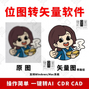 图片位图转矢量ai/cdr/cad软件logo自动抠图高清线条路径雕刻制作-闲鱼虚拟仓