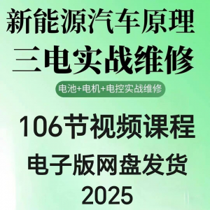 2025年汽车新能源汽车三电实战维修汽修视频课程106节网盘素材-闲鱼虚拟仓