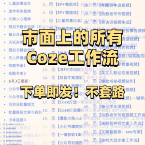 扣子coze工作流150+套成品模板直接导入AI智能体搭建从入门到精通-闲鱼虚拟仓