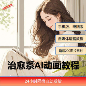 治愈系AI插画动画视频制作教程课程素材自媒体运营小白学习必备-闲鱼虚拟仓