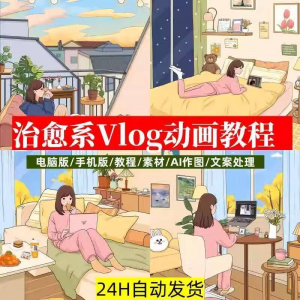 治愈系动画视频插画教程AI绘画动态情感唯美vlog镜头剪辑课程素材-闲鱼虚拟仓