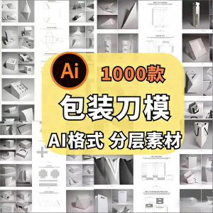 包装盒展开图礼盒平面结构刀模异形产品纸箱纸袋AI矢量素材模板-闲鱼虚拟仓