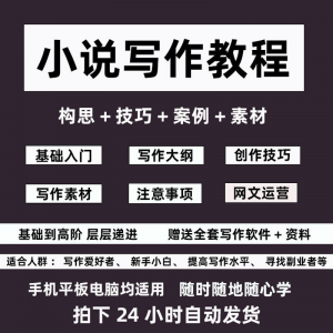 零基础小说写作教程网文新手创作技巧自学入门视频课素材大纲软件-闲鱼虚拟仓